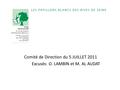 Comité de Direction du 5 JUILLET 2011 Excusés: O. LAMBIN et M. AL AUDAT.