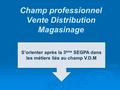Champ professionnel Vente Distribution Magasinage S’orienter après la 3 ème SEGPA dans les métiers liés au champ V.D.M.