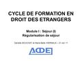 CYCLE DE FORMATION EN DROIT DES ETRANGERS Module I : Séjour (I) Régularisation de séjour Danielle BOUCHAT et Marie-Belle HIERNAUX – 21 oct. 11.