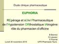 Étude clinique pharmaceutique B Bonnici G Lesueur X Pourrat Lundi 30 novembre 2015 UFR Pharmacie Tours EUPHORIA REpérage et sUivi Pharmaceutique de l’Hypotension.