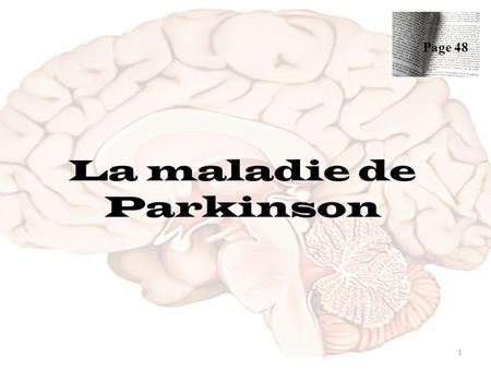 Page 48 1 La maladie de Parkinson. Maladie de Parkinson Maladie neurodégénérative la plus fréquente après Alzheimer Fréquence – 1% des personnes > 60.