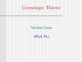 Cosmologie: Théorie Michael Joyce (Prof, P6). Résumé Quelques commentaires générales Thème(s) de recherche actuelle Bilan depuis 2005 Perspectives.