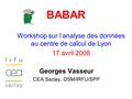 BABAR Georges Vasseur CEA Saclay, DSM/IRFU/SPP Workshop sur l’analyse des données au centre de calcul de Lyon 17 avril 2008.