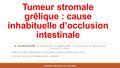 Tumeur stromale grêlique : cause inhabituelle d’occlusion intestinale A. ELBAKOURI, R,HADDOUCH, F.Z.BENSARDI, K.ELHATTABI, R.LEFRIYEKH, D.KHAIZ, A.FADIL.