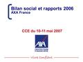 Bilan social et rapports 2006 AXA France CCE du 10-11 mai 2007.