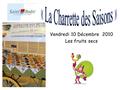 Vendredi 10 Décembre 2010 Les fruits secs. Dans le cadre de la préparation de la semaine de Noël, les enfants de la classe de CE1 de Madame LUBASKA et.