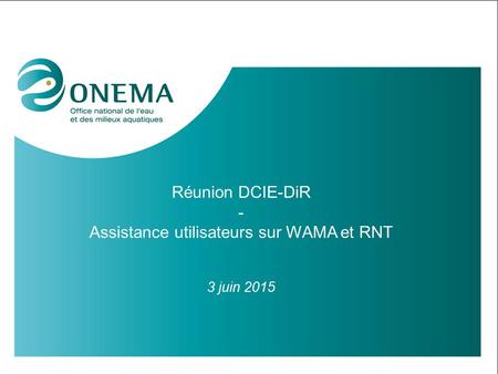 Réunion DCIE-DiR - Assistance utilisateurs sur WAMA et RNT 3 juin 2015.