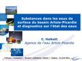 1 Colloque « Evaluation » - Session « pollutions / chimie » - Onema – 21 avril 2011 C. Halkett Agence de l’eau Artois-Picardie Substances dans les eaux.