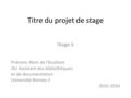 Titre du projet de stage Stage à Prénom, Nom de l’étudiant DU Assistant des bibliothèques et de documentation Université Rennes 2 2015-2016.