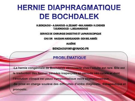 HERNIE DIAPHRAGMATIQUE DE BOCHDALEK