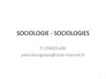 SOCIOLOGIE - SOCIOLOGIES P. CINGOLANI 1.