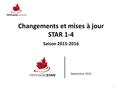 Changements et mises à jour STAR 1-4 Saison 2015-2016 Septembre 2015 1.