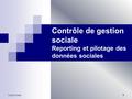 Contrôle de gestion sociale Reporting et pilotage des données sociales 1 Cours G.Zara.