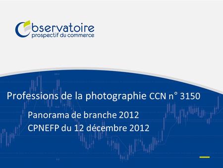 Professions de la photographie CCN n° 3150 Panorama de branche 2012 CPNEFP du 12 décembre 2012.
