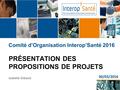 Comité d’Organisation Interop’Santé 2016 PRÉSENTATION DES PROPOSITIONS DE PROJETS Isabelle Gibaud 30/03/2016.