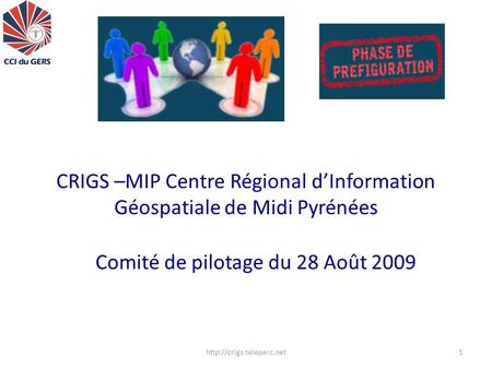 CRIGS –MIP Centre Régional d’Information Géospatiale de Midi Pyrénées Comité de pilotage du 28 Août 2009