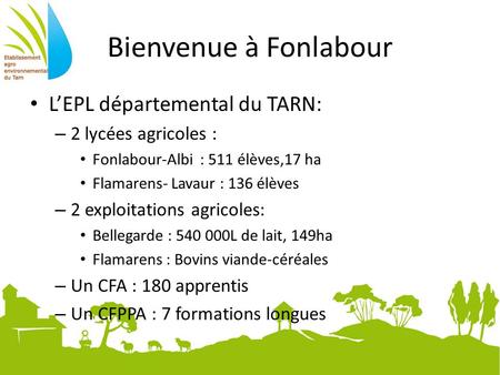 Bienvenue à Fonlabour L’EPL départemental du TARN: