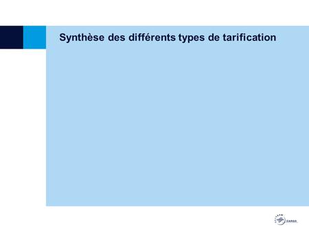 Synthèse des différents types de tarification. POLITIQUE TARIFICATION.PPT Les grands principes de la tarification  Il existe trois grandes catégories.