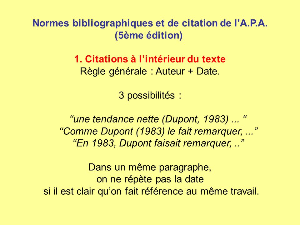 Normes Bibliographiques Et De Citation De L A P A 5eme Edition Ppt Video Online Telecharger
