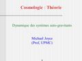 Cosmologie : Théorie Dynamique des systèmes auto-gravitants Michael Joyce (Prof, UPMC) *
