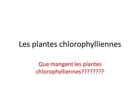 Les plantes chlorophylliennes