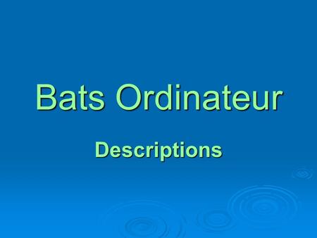 Bats Ordinateur Descriptions. Comment es-tu? What are you like?
