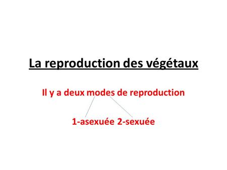 La reproduction des végétaux