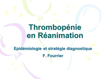 Thrombopénie en Réanimation