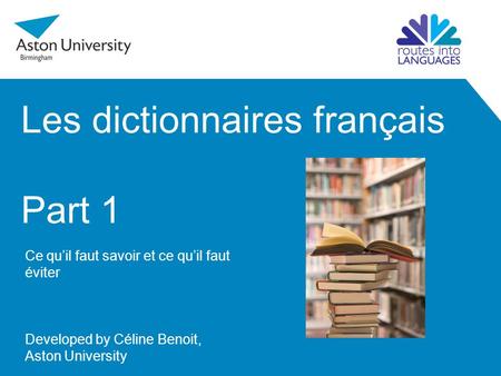 Les dictionnaires français Part 1