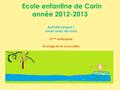 Ecole enfantine de Corin année 2012-2013 Activité langue 1 Jouer avec les mots 2 ème enfantine le singe et le crocodile.