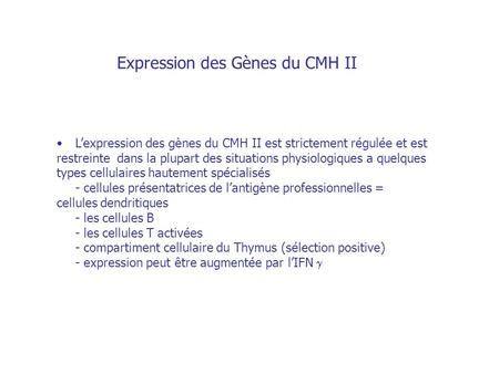 Expression des Gènes du CMH II