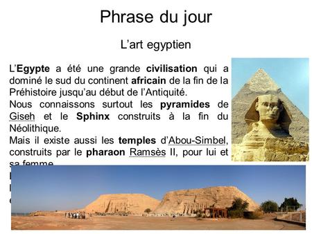 Phrase du jour L’art egyptien