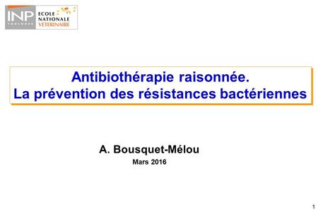 Antibiothérapie raisonnée. La prévention des résistances bactériennes
