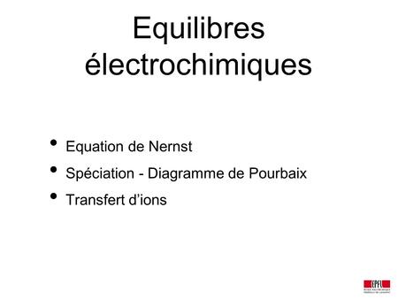 Equilibres électrochimiques