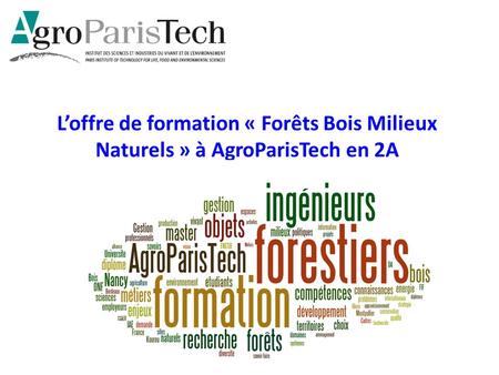 L’offre de formation « Forêts Bois Milieux Naturels » à AgroParisTech en 2A.