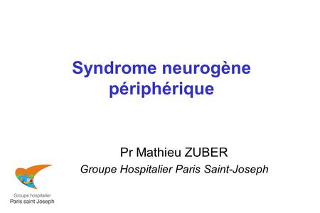 Syndrome neurogène périphérique