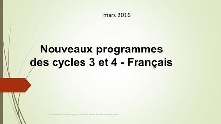des cycles 3 et 4 - Français