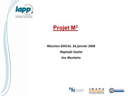 Projet M 2 Réunion DHCAL 24 janvier 2008 Raphaël Gallet Ino Monteiro.