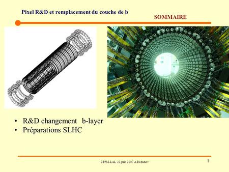 Pixel R&D et remplacement du couche de b CPPM-LAL 22 juin 2007 A.Rozanov 1 SOMMAIRE R&D changement b-layer Préparations SLHC.