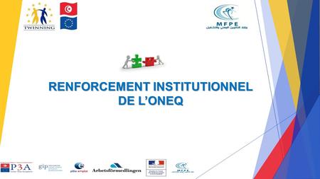 RENFORCEMENT INSTITUTIONNEL DE L’ONEQ. Séminaire de clôture - Jumelage emploi - 16 juin 2014 Composante 2 : Renforcement institutionnel de l’ONEQ Le jumelage.