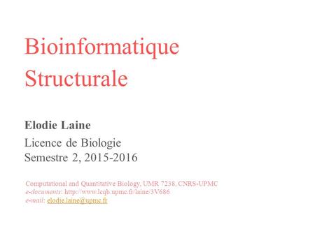 Bioinformatique Structurale