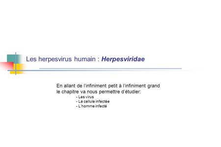 Les herpesvirus humain : Herpesviridae