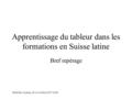 DidaTab, Cachan, 29-31 octobre 2007 /LOP Apprentissage du tableur dans les formations en Suisse latine Bref repérage.