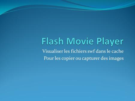 Flash Movie Player Visualiser les fichiers swf dans le cache