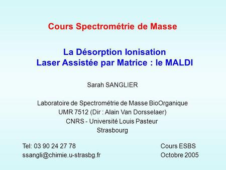 Cours Spectrométrie de Masse