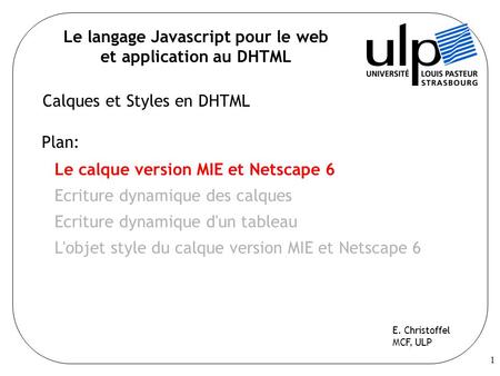 Le langage Javascript pour le web et application au DHTML