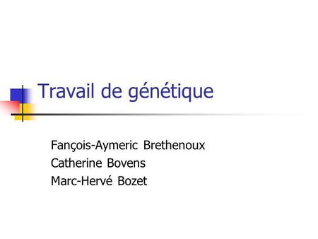 Fançois-Aymeric Brethenoux Catherine Bovens Marc-Hervé Bozet