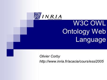 W3C OWL Ontology Web Language