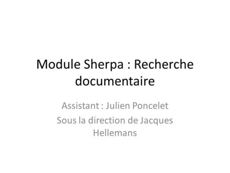Module Sherpa : Recherche documentaire