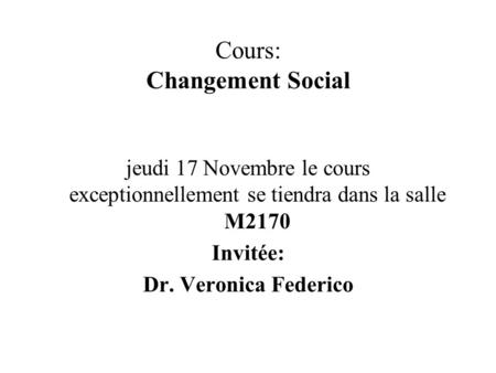 Cours: Changement Social